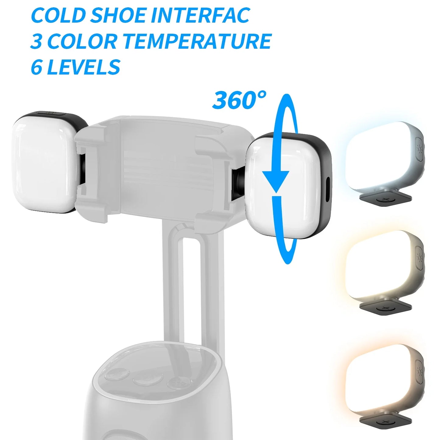 Portable Fill Light for Selfie Stick All Round Rotation Multi Ports for 1/4 Screw Cameras Magic Arm Live Broadcast Mobile Phone