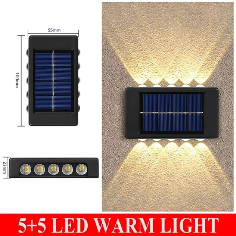 Solar Fence Lights Outdoor Wall Sconce Light LED Up and Down Waterproof Dusk to Dawn Lighting for Deck Stair Patio Yard