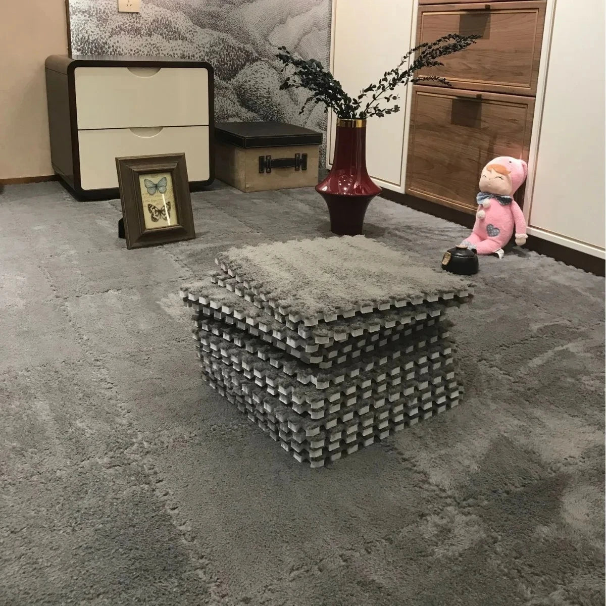 30*30cm Plush Rugs Bedroom Bedside Patchwork Carpets Window Cushion Ins Style Foam Cushion Cut Remove and Wash Patchwork Mats