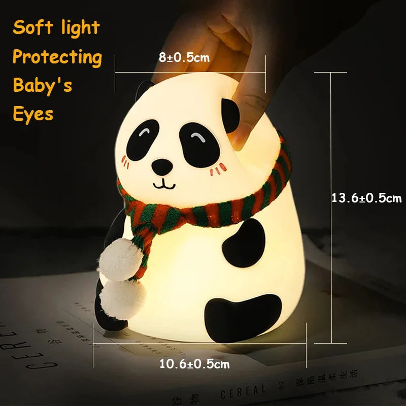 Cute Panda Night Light Silicone Nursery Sleeping Lamp Touch Control Nightlights USB Rechargeable Table Lamp for Baby Child