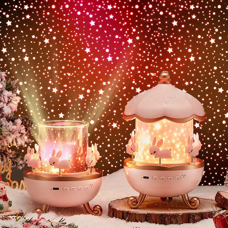 Star sky projection, small night light, carousel, horse, remote control, bluetooth audio, beautiful birthday gifts, night lamps