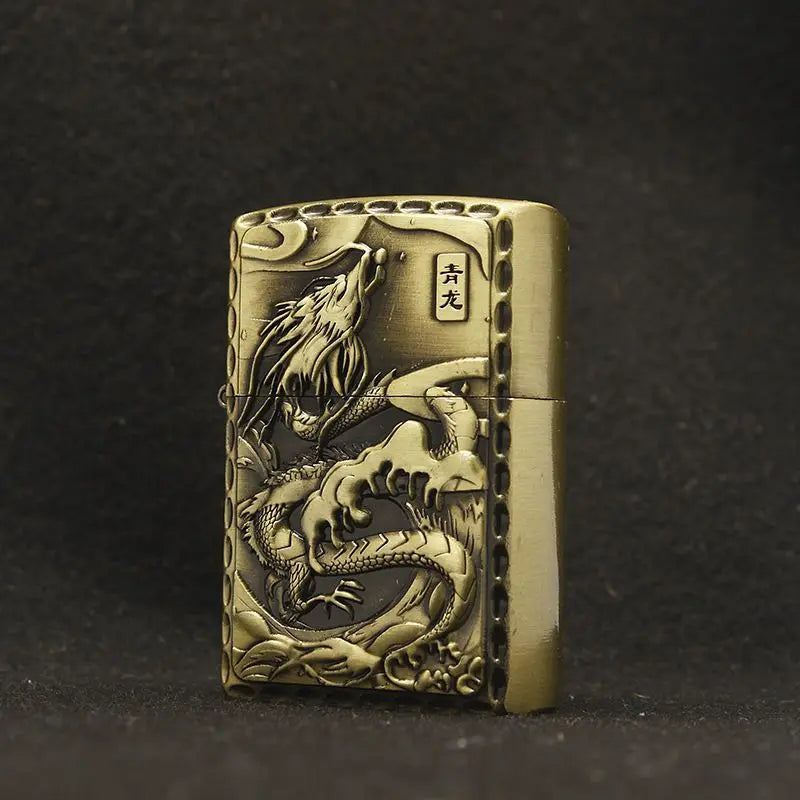 New Creative Embossed Grinding Wheel Fuel Lighter, Classic Windproof Lighter, Cigarette Accessories, Men's Gift