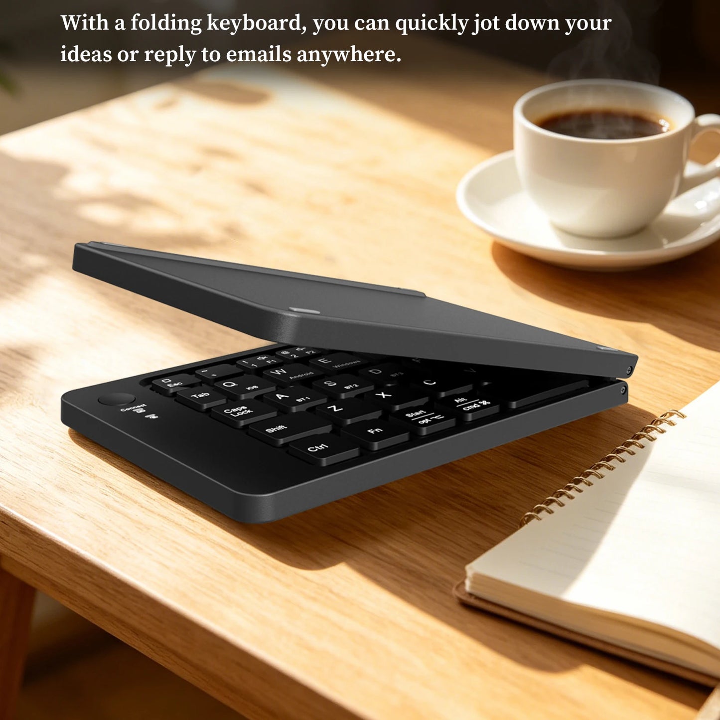 Portable BT Key Pad Magnetic Lock Ultra-Thin Folding Keyboards Type-C Charging Travel Wireless Keyboards for Smartphone/Tablet
