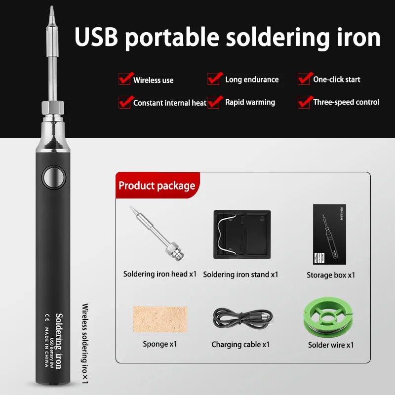 Wireless Charging Electric Soldering Iron Solder Iron Mini Portable Soldering Iron Tip Rework Accessories Tool Parts NEW