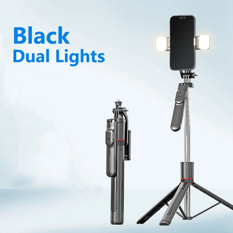 Selfie Stick 1.7 Meter Ultra Long Stretch Portable debounce Phone Holder Bluetooth Remote With Fill light Tripod Stand For Live