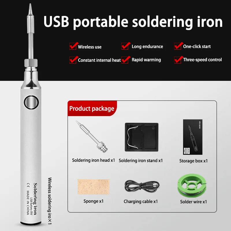 Wireless Charging Electric Soldering Iron Solder Iron Mini Portable Soldering Iron Tip Rework Accessories Tool Parts NEW