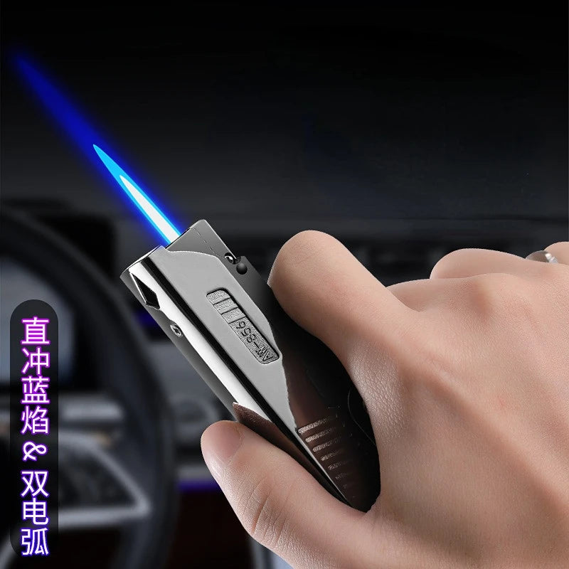 Creative Folding Gun Type Gas and Electric Lighter, USB Rechargeable, Windproof Direct Flush Lighter, Men's Cigarette Lighter