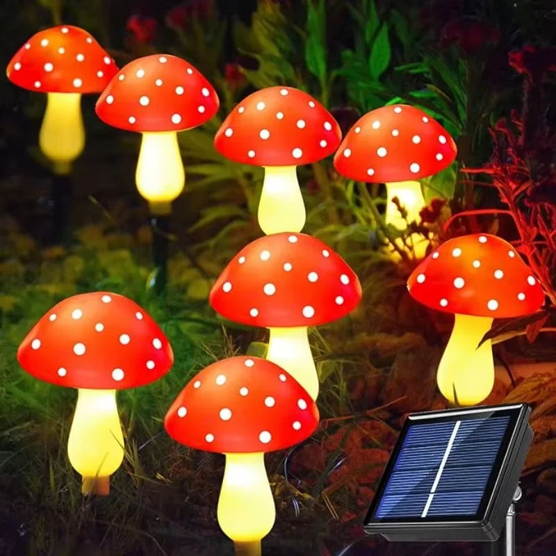 8-Piece LED Garden Mushroom Lights, Solar-Powered Outdoor Landscape Lights, Lawn & Garden Pathway Decorative Lights