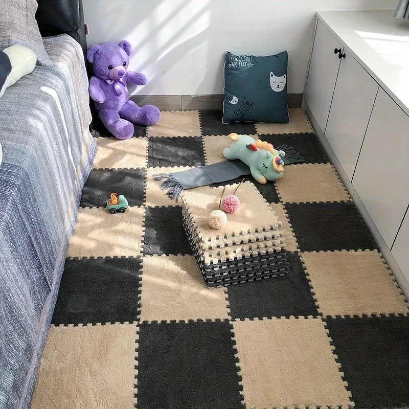 30*30cm Plush Rugs Bedroom Bedside Patchwork Carpets Window Cushion Ins Style Foam Cushion Cut Remove and Wash Patchwork Mats