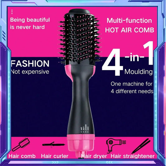 4 In 1 Hair Dryer Brush Air Brush Styling Comb Hot Heating Comb Hair Straightening Brush Straightener Oval Barrel Hair Dryer