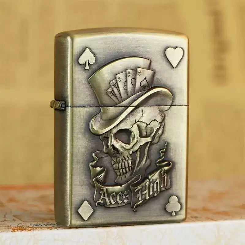 New Creative Embossed Grinding Wheel Fuel Lighter, Classic Windproof Lighter, Cigarette Accessories, Men's Gift