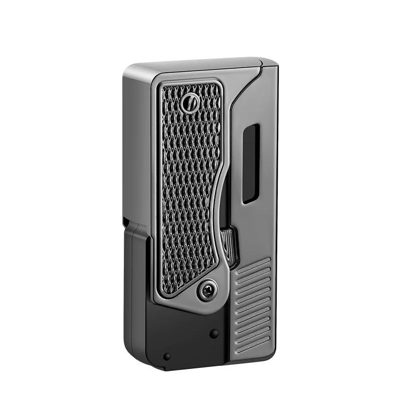 Creative Folding Gun Type Gas and Electric Lighter, USB Rechargeable, Windproof Direct Flush Lighter, Men's Cigarette Lighter