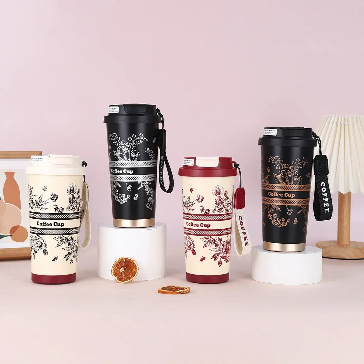 500ml Stainless Steel Double Wall Vacuum Insulated Travel Mug with Portable Thermal Coffee Cup, Double Drink Coffee Thermos Cup