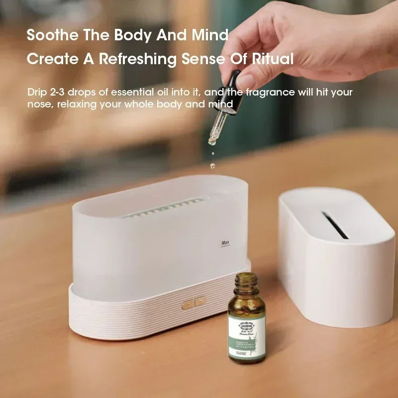 Intelligent Desktop Small Air Humidifier Simulated Flame Aroma Diffuser LED Light Novel Creative Gift for Home Office
