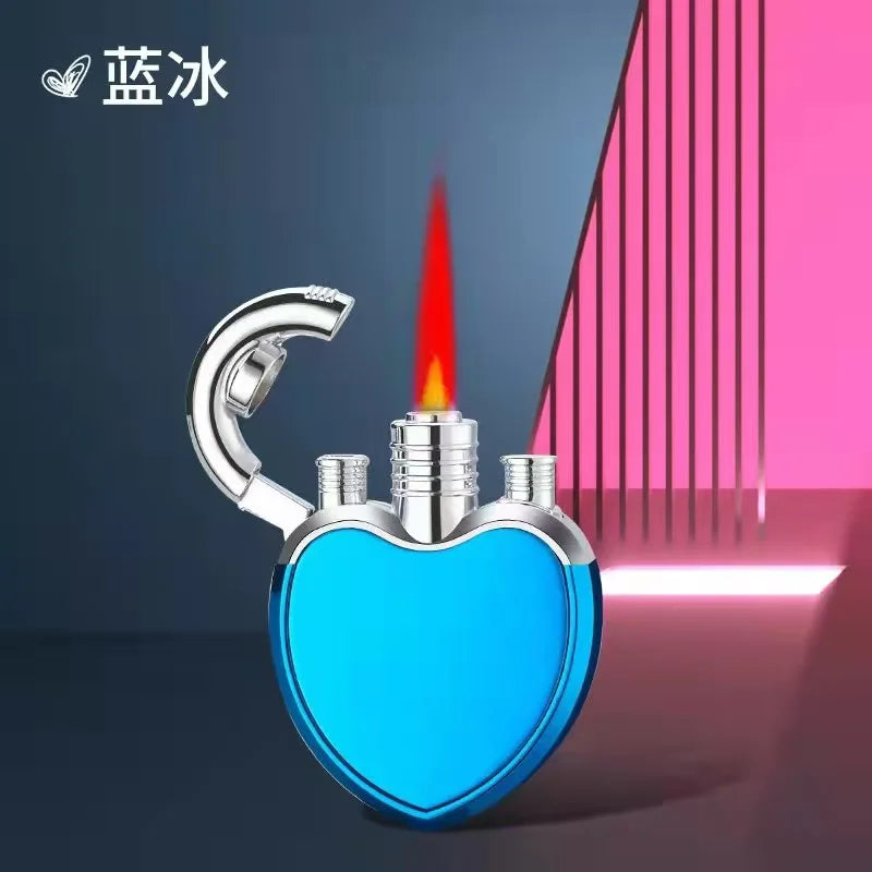 Outdoor Compass Keychain Inflatable Windproof Lighter Multi-function Watch Bottle Opener Red Flame Butane Lighters Survival Tool