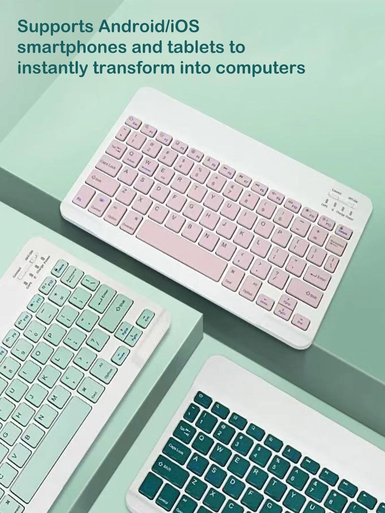 Wireless Blue Keyboard Mouse Compatible iPad Keyboard Computer Phone Tablet, Rechargeable Mute, Mini Keyboard Mouse Set