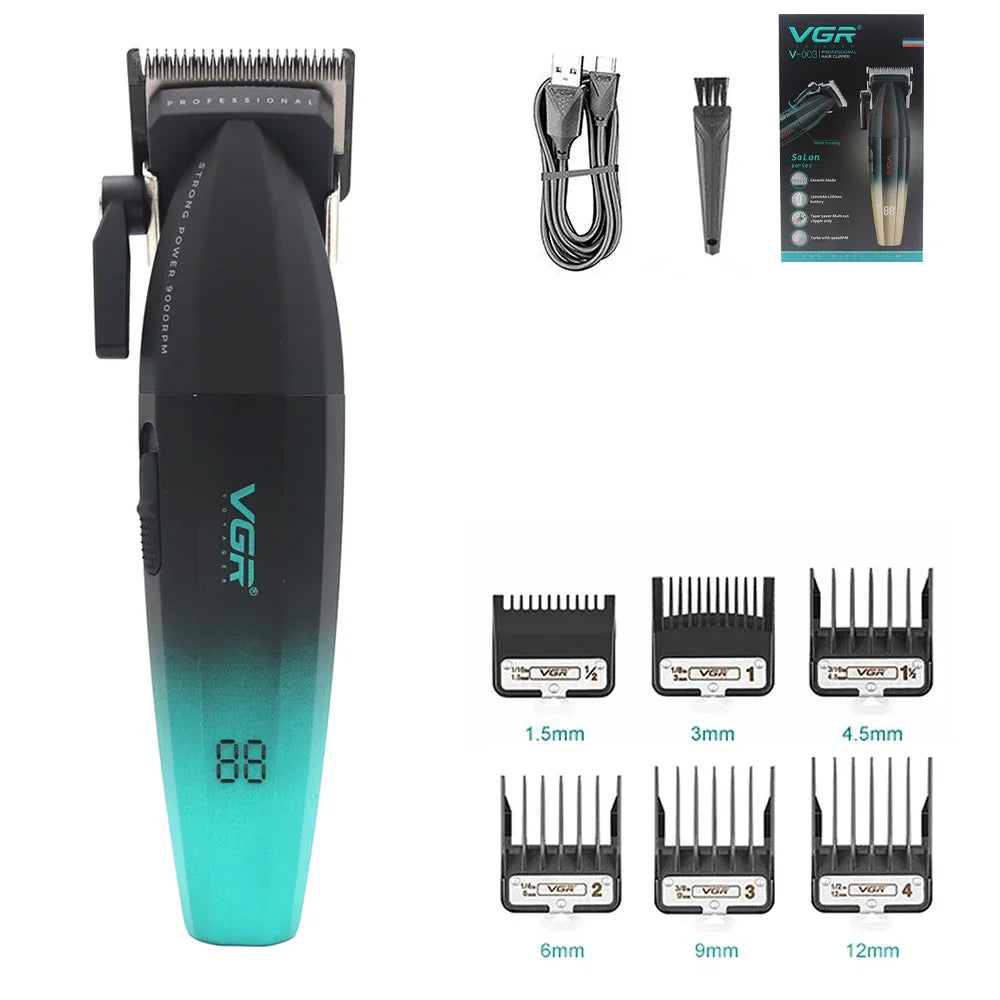 VGR Professional Shaver with DLC Blades, Full Metal, USB Rechargeable, and LED Display for Men