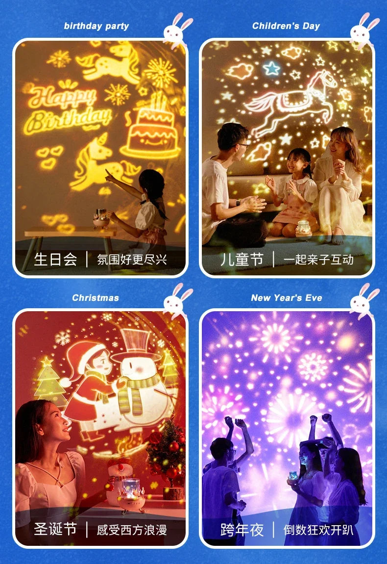 Star sky projection, small night light, carousel, horse, remote control, bluetooth audio, beautiful birthday gifts, night lamps