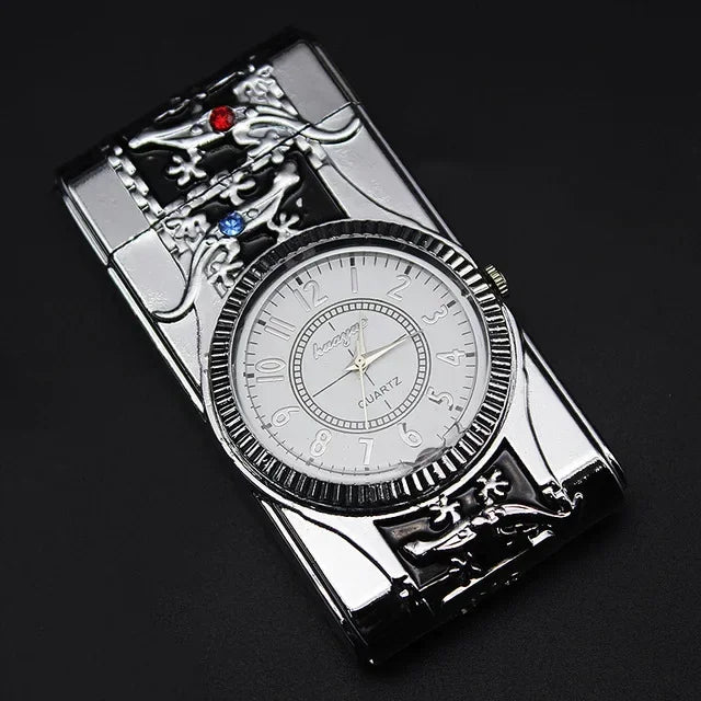 Gecko Shape Quartz Clock Lighter, Compact Gas Lighter, Butane Jet Torch, Cigarette Cigar, Direct Fire Lighter, Men's Gift