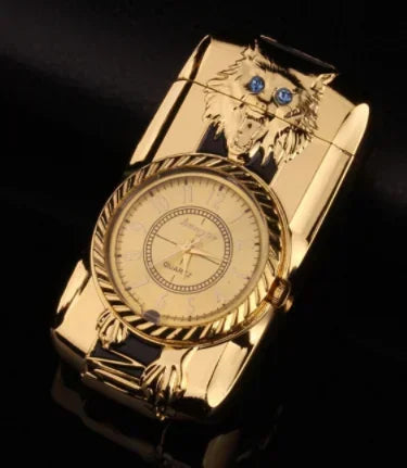 Gecko Shape Quartz Clock Lighter, Compact Gas Lighter, Butane Jet Torch, Cigarette Cigar, Direct Fire Lighter, Men's Gift