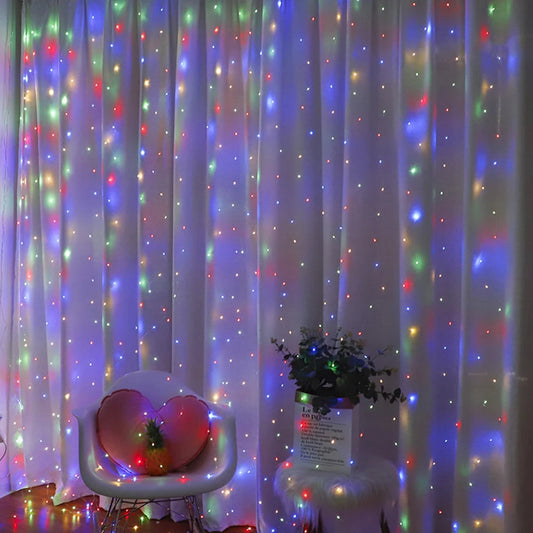 165 LED copper wire light 3 * 3 curtain light USB remote control eight function color light Christmas curtain decoration light