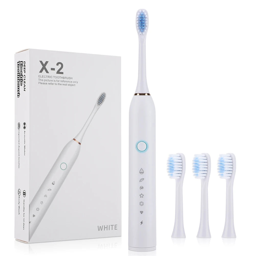 Electric Toothbrush For Adults USB Rechargeable Sonic Toothbrush 6 Modes Cleaning Teeth Brush With 4PCS Replacement Heads IPX7