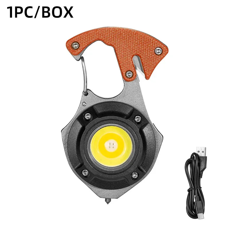 Portable Mini Multi-Function Keychain Light Maintenance Light Outdoor Camping Rechargeable Flashlight Cob Work Light