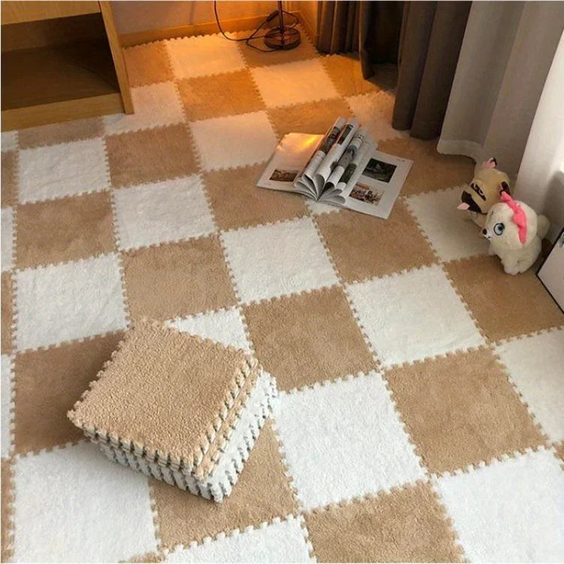 30*30cm Plush Rugs Bedroom Bedside Patchwork Carpets Window Cushion Ins Style Foam Cushion Cut Remove and Wash Patchwork Mats