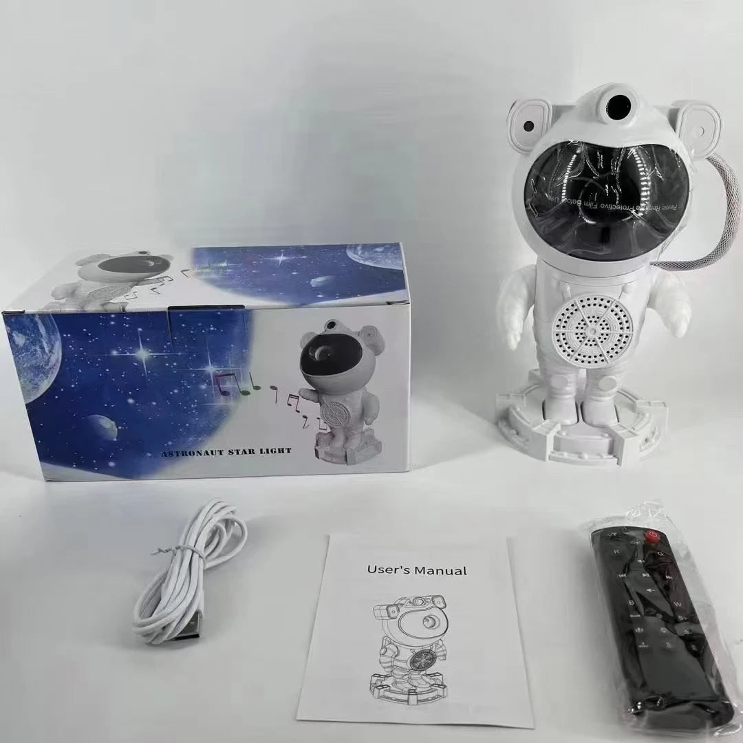 Bluetooth Astronaut Voice-controlled Projection Light, USB Full-color Star-Moon White Noise Spaceman RGB Starry Sky Ambient Ligh