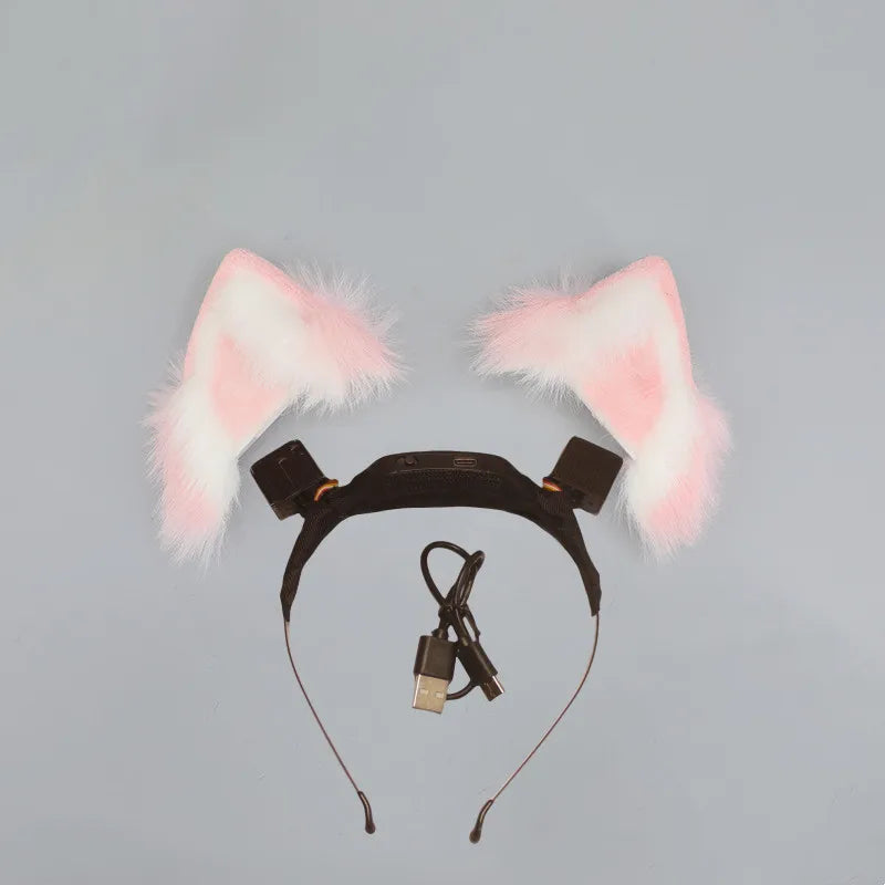 Rechargable Electric Moving Cat Ear Hairband Girl Gift Cosplay Props Carnival Halloween Club Masquerade Party Headwear